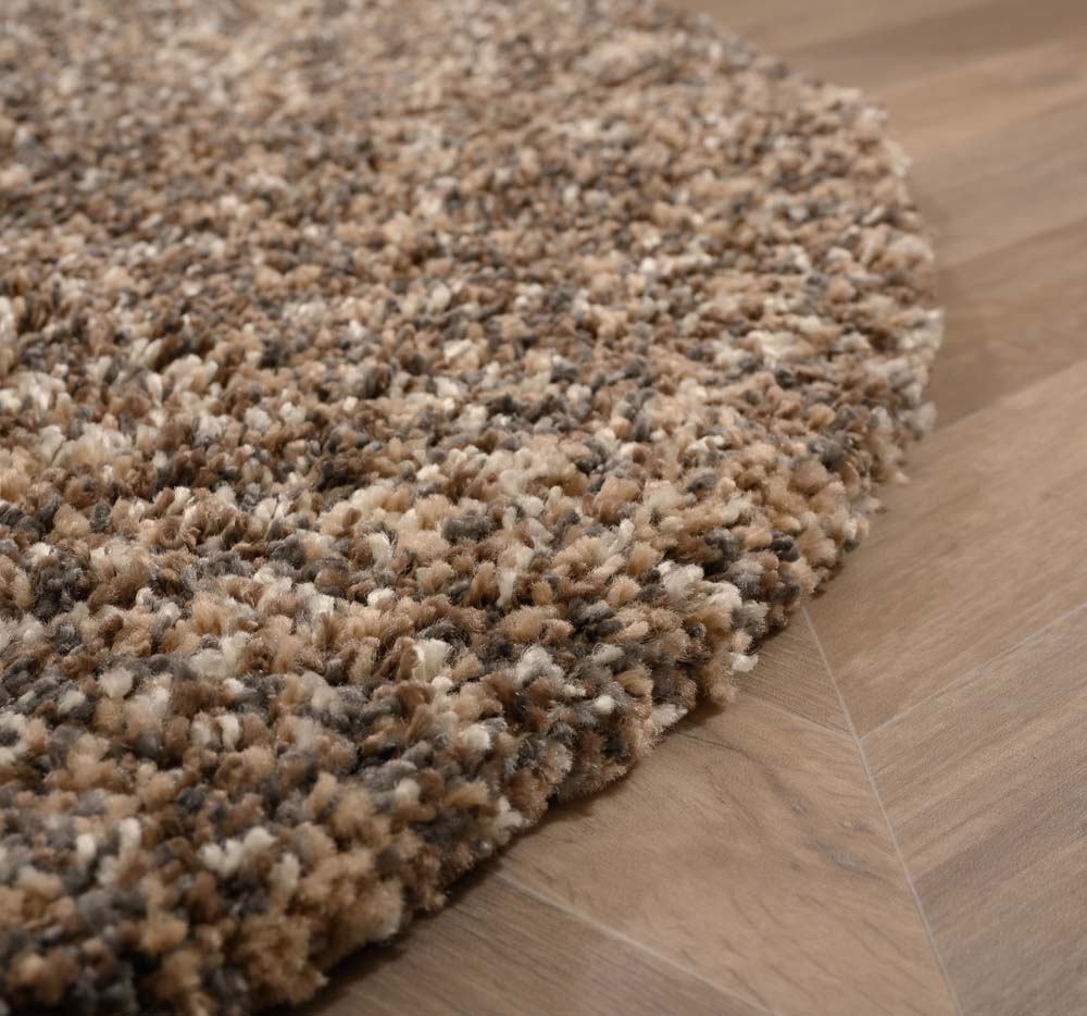 Tapis rond poils longs - Blend beige/gris - close up Tapis rond poils longs - Blend beige/gris - close up