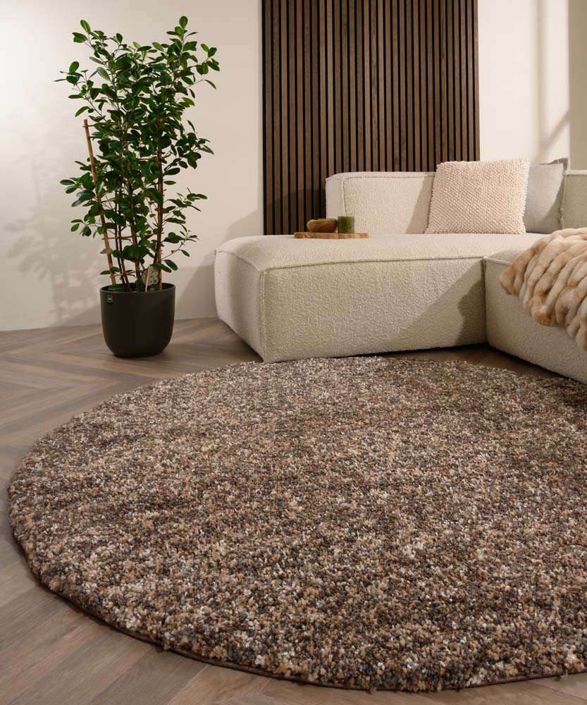 Tapis rond poils longs - Blend beige/gris - sfeer Tapis rond poils longs - Blend beige/gris - sfeer