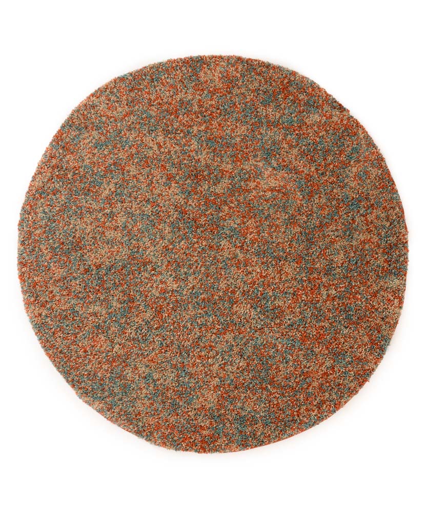 Tapis rond poils longs - Blend orange/bleu - overzicht Tapis rond poils longs - Blend orange/bleu - overzicht
