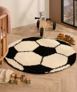 Tapis football rond - Sports crème/noir - sfeer