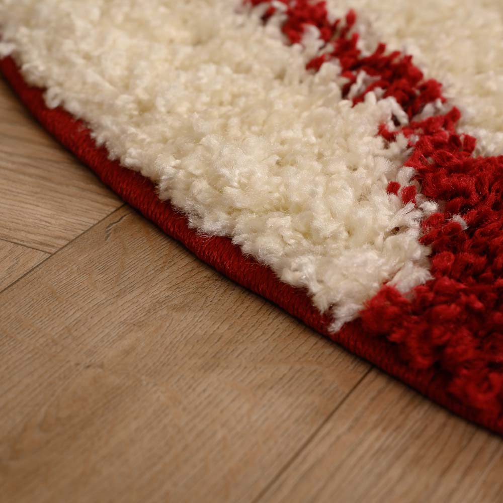 Tapis football rond - Sports crème/rouge - close up Tapis football rond - Sports crème/rouge - close up