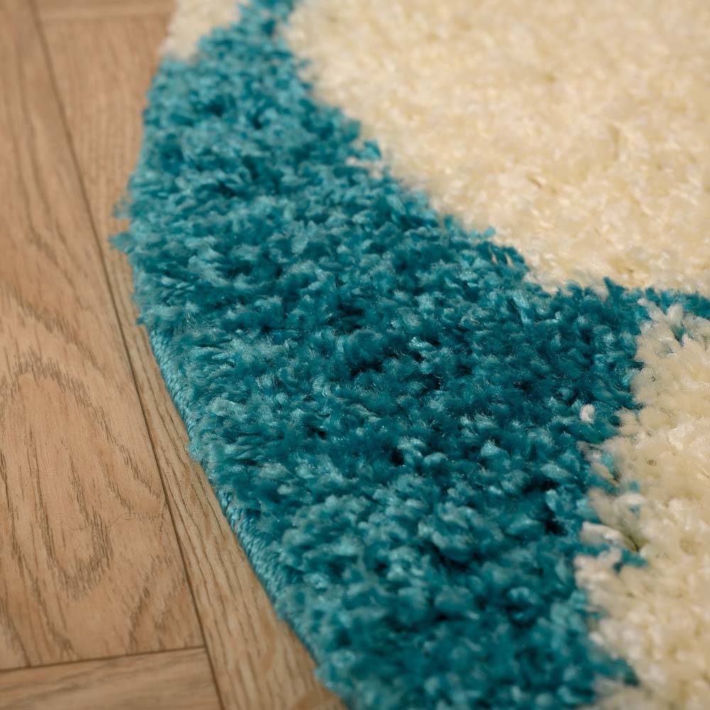 Tapis football rond - Sports crème/turquoise - close up Tapis football rond - Sports crème/turquoise - close up