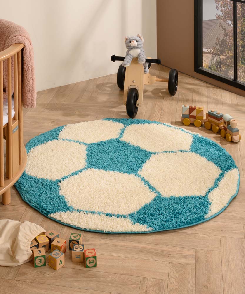 Tapis football rond - Sports crème/turquoise - sfeer Tapis football rond - Sports crème/turquoise - sfeer