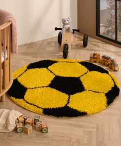 Tapis football rond - Sports jaune/noir - sfeer