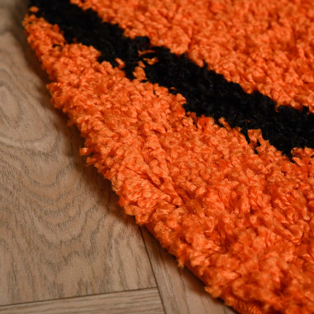 Tapis basket rond - Sports orange/noir - close up Tapis basket rond - Sports orange/noir - close up