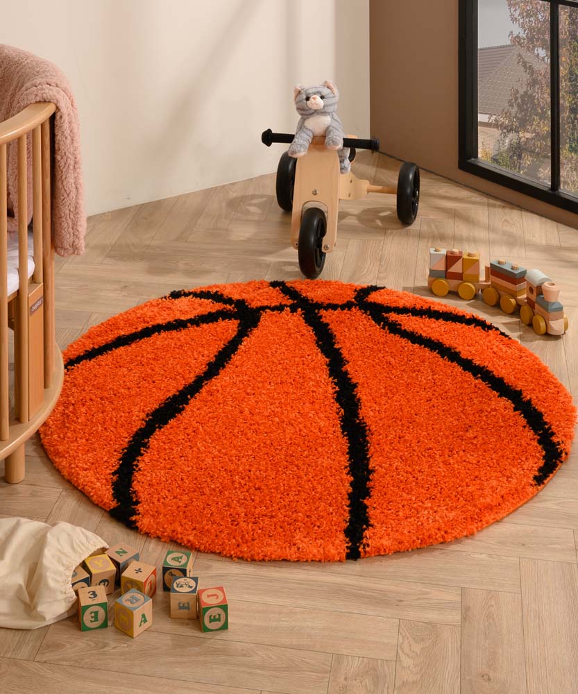 Tapis basket rond - Sports orange/noir - sfeer Tapis basket rond - Sports orange/noir - sfeer