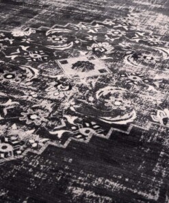 Tapis lavable en machine - Leona noir - close up, thumbnail Tapis lavable en machine - Leona noir - close up, thumbnail