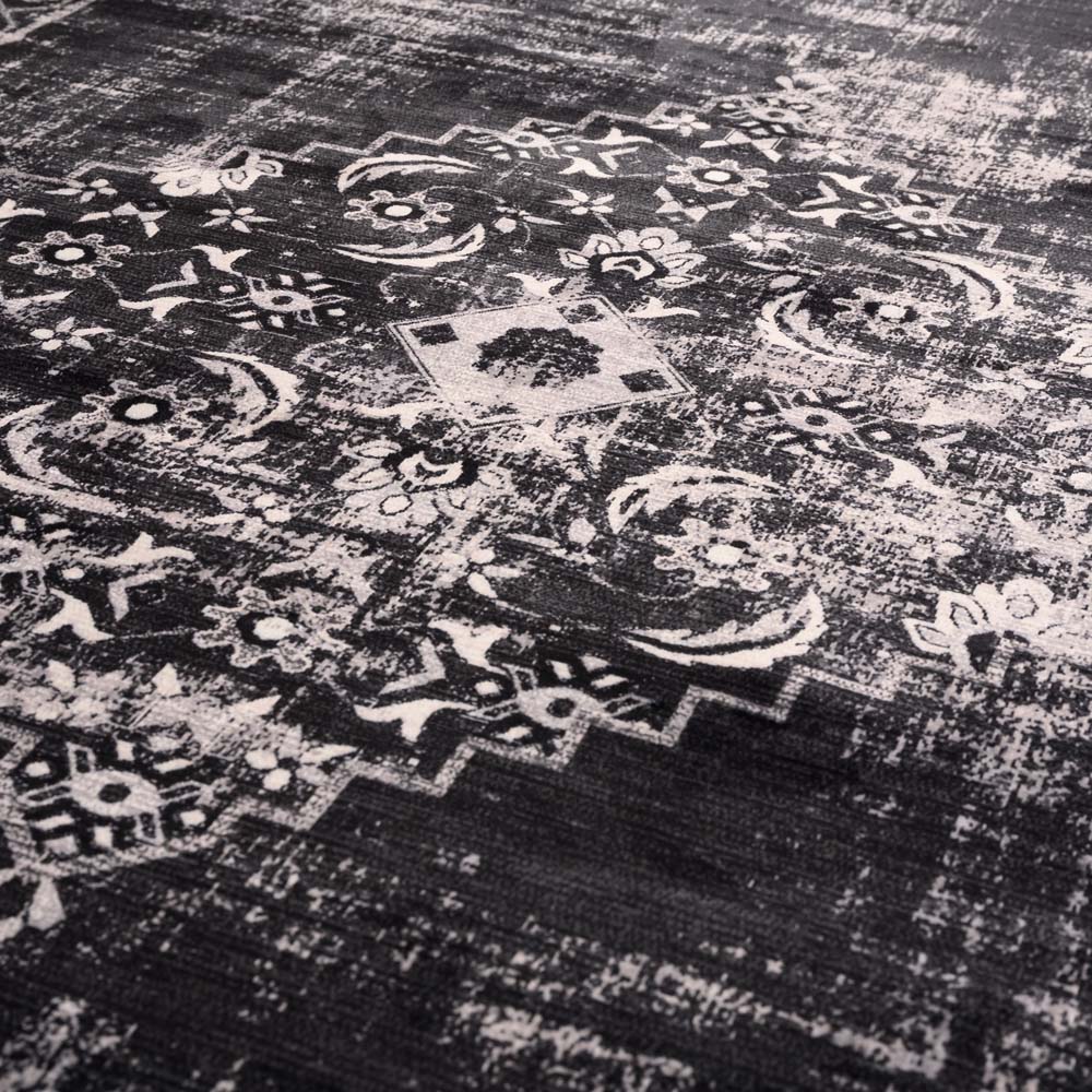 Tapis lavable en machine - Leona noir - close up Tapis lavable en machine - Leona noir - close up