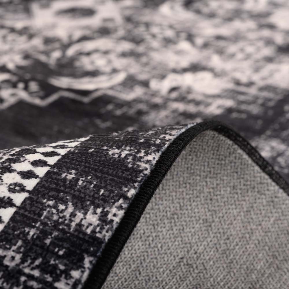 Tapis lavable en machine - Leona noir - close up Tapis lavable en machine - Leona noir - close up