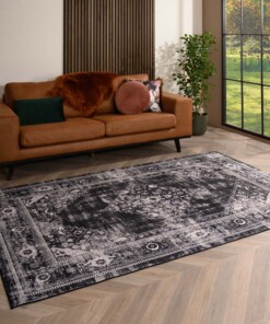 Tapis lavable en machine - Leona noir - sfeer