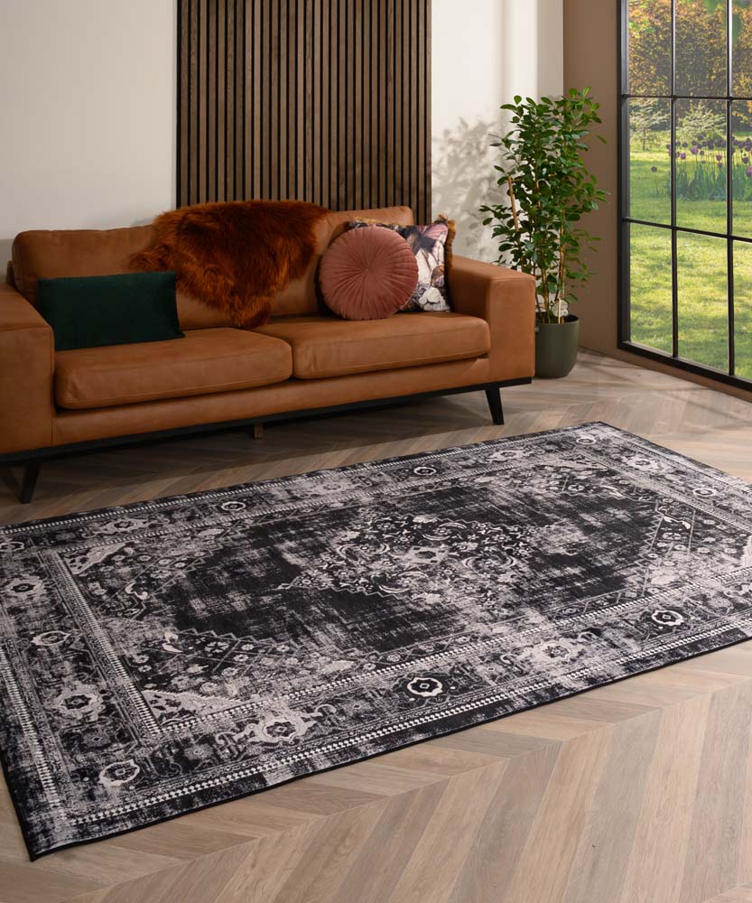 Tapis lavable en machine - Leona noir - sfeer Tapis lavable en machine - Leona noir - sfeer