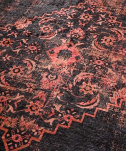 Tapis lavable en machine - Leona rouge - close up, thumbnail Tapis lavable en machine - Leona rouge - close up, thumbnail