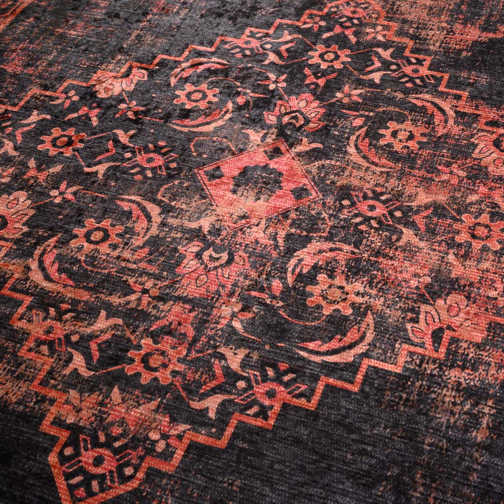 Tapis lavable en machine - Leona rouge - close up Tapis lavable en machine - Leona rouge - close up