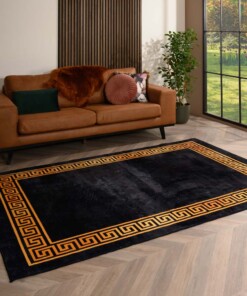 Tapis de couloir lavable - Alessia noir/or - sfeer