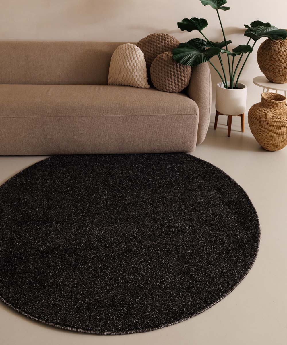 Tapis Rond poil ras Fine - Anthracite Tapis Rond poil ras Fine - Anthracite