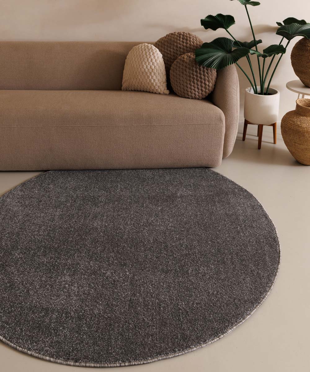 Tapis Rond poil ras Fine - gris Tapis Rond poil ras Fine - gris