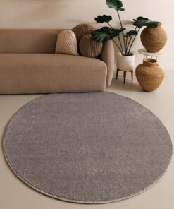 Tapis Rond poil ras Fine - gris clair