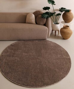 Tapis Rond poil ras Fine - Moka
