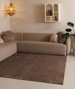 Tapis Carré poil ras Fine - Moka