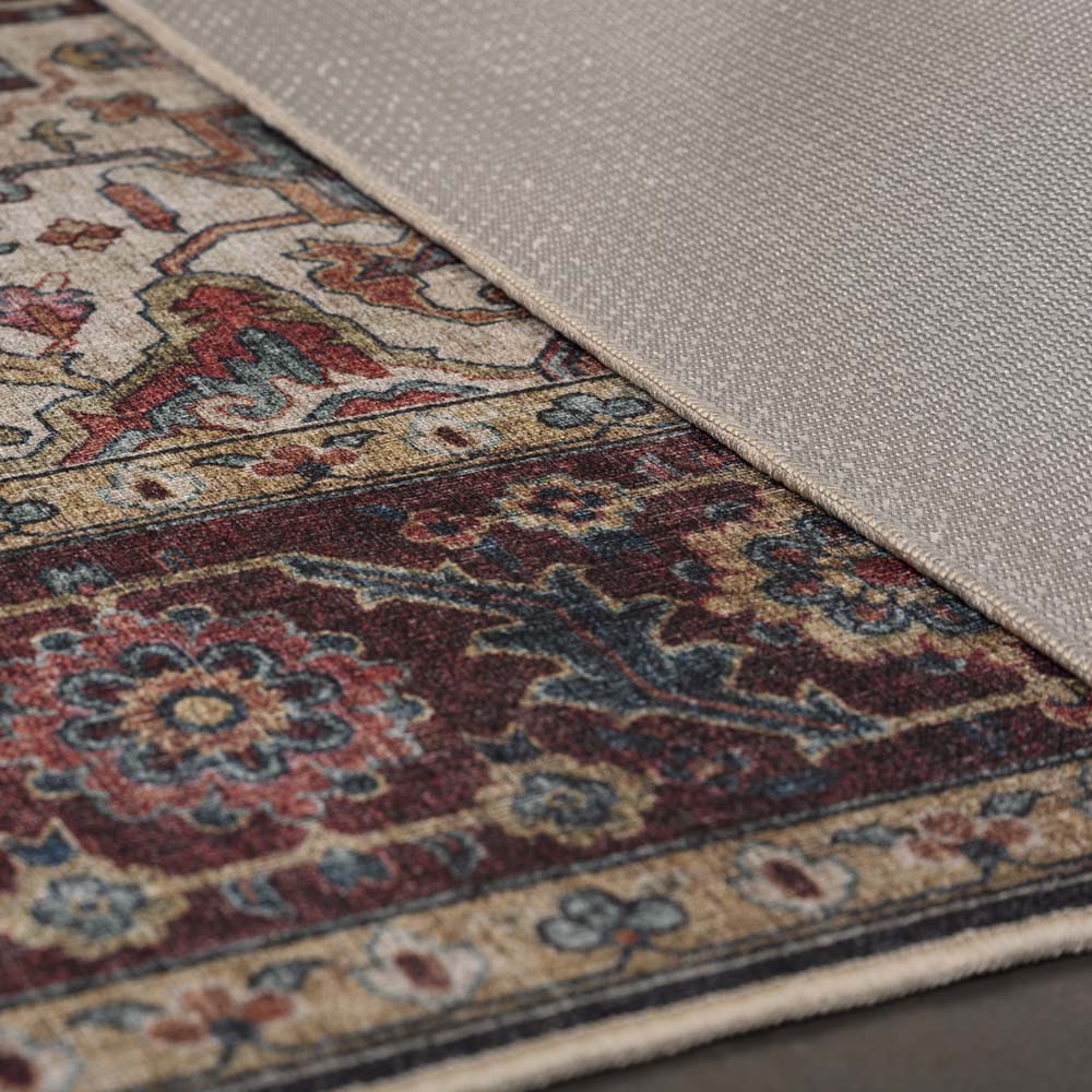 Tapis extérieur vintage - Valenca Brio beige/bleu - close up Tapis extérieur vintage - Valenca Brio beige/bleu - close up