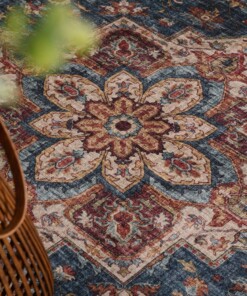 Tapis extérieur vintage - Valenca Brio beige/bleu - close up, thumbnail Tapis extérieur vintage - Valenca Brio beige/bleu - close up, thumbnail