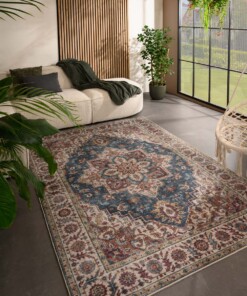 Tapis extérieur vintage - Valenca Brio beige/bleu - sfeer