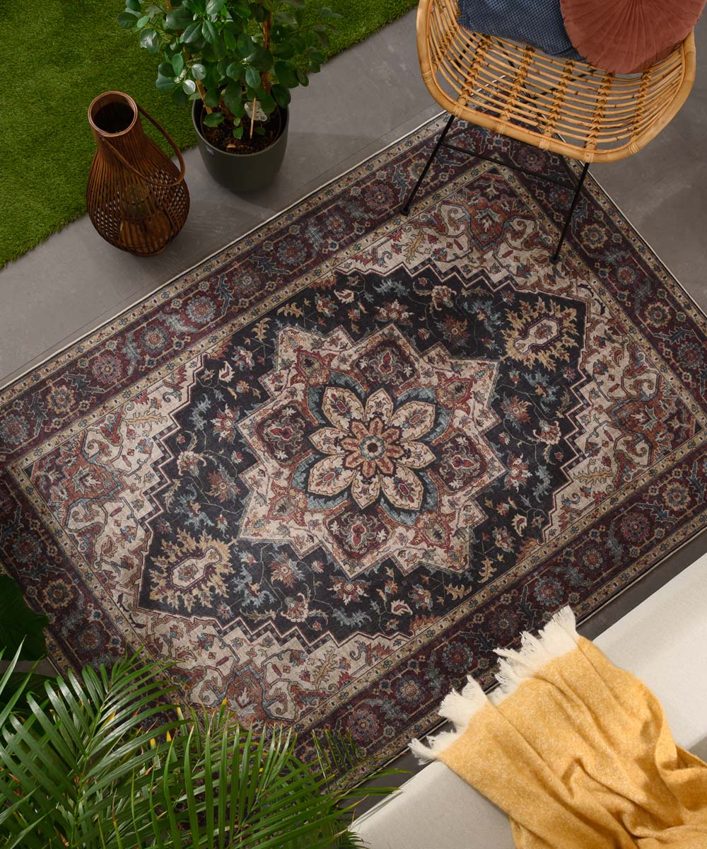 Tapis extérieur vintage - Valenca Brio rouge/bleu foncé - sfeer Tapis extérieur vintage - Valenca Brio rouge/bleu foncé - sfeer