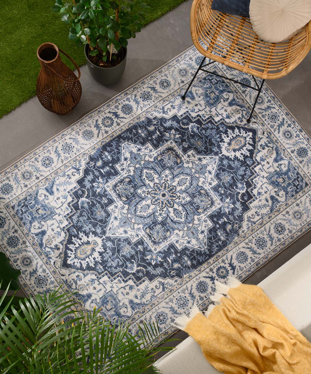 Tapis extérieur vintage - Valenca Brio bleu - sfeer Tapis extérieur vintage - Valenca Brio bleu - sfeer