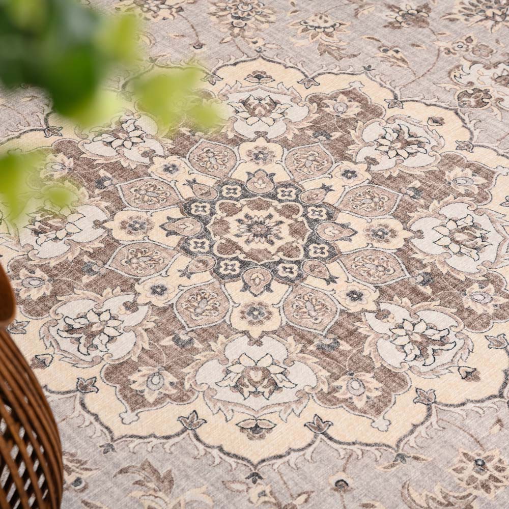 Tapis extérieur vintage ovale - Valenca Nova beige/gris clair - close up Tapis extérieur vintage ovale - Valenca Nova beige/gris clair - close up