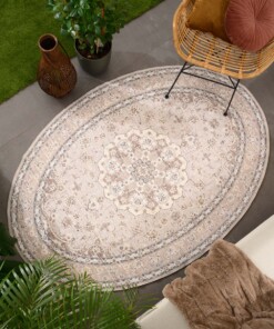 Tapis extérieur vintage ovale - Valenca Nova beige/gris clair - sfeer