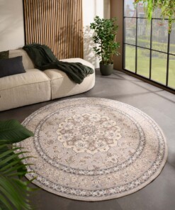 Tapis extérieur rond vintage - Valenca Nova beige/gris clair - sfeer
