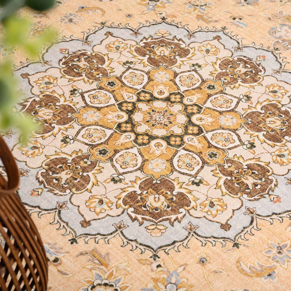 Tapis extérieur vintage carré - Valenca Nova jaune - close up Tapis extérieur vintage carré - Valenca Nova jaune - close up