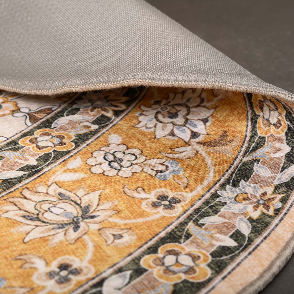 Tapis extérieur vintage ovale - Valenca Nova jaune - close up Tapis extérieur vintage ovale - Valenca Nova jaune - close up