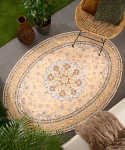 Tapis extérieur vintage ovale - Valenca Nova jaune - sfeer