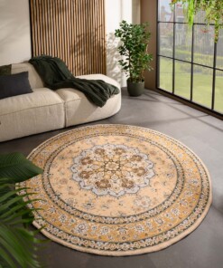 Tapis extérieur rond vintage - Valenca Nova jaune - sfeer