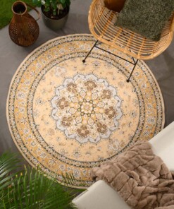 Tapis extérieur rond vintage - Valenca Nova jaune - sfeer