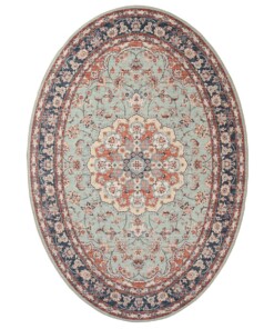 Tapis extérieur vintage ovale - Valenca Nova vert sauge/rouge - overzicht