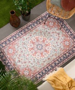 Tapis extérieur vintage - Valenca Nova vert sauge/rouge - sfeer