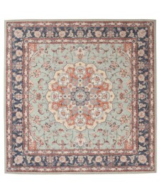 Tapis extérieur vintage carré - Valenca Nova vert sauge/rouge - overzicht, thumbnail