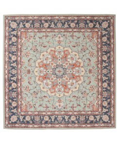 Tapis extérieur vintage carré - Valenca Nova vert sauge/rouge - overzicht