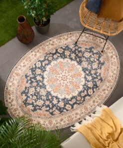 Tapis extérieur vintage ovale - Valenca Nova or/bleu - sfeer