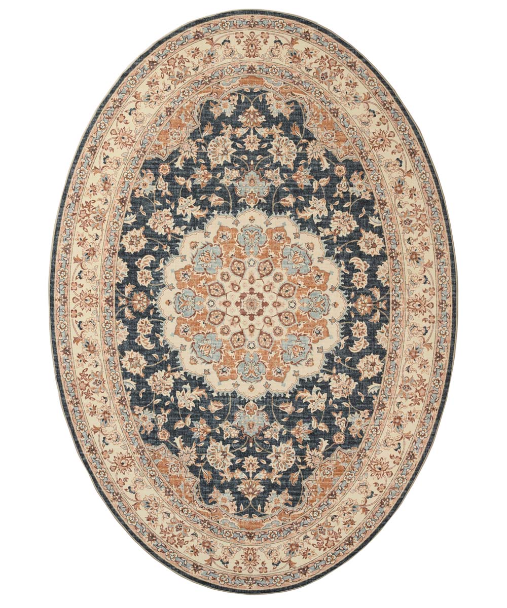 Tapis extérieur vintage ovale - Valenca Nova or/bleu - overzicht Tapis extérieur vintage ovale - Valenca Nova or/bleu - overzicht