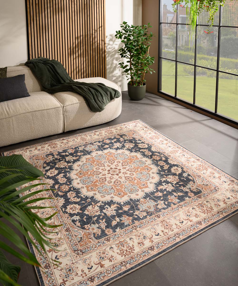 Tapis extérieur vintage carré - Valenca Nova or/bleu - sfeer Tapis extérieur vintage carré - Valenca Nova or/bleu - sfeer