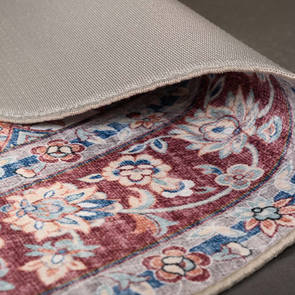 Tapis extérieur rond vintage - Valenca Nova crème/rouge - close up Tapis extérieur rond vintage - Valenca Nova crème/rouge - close up