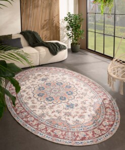 Tapis extérieur vintage ovale - Valenca Nova crème/rouge - sfeer