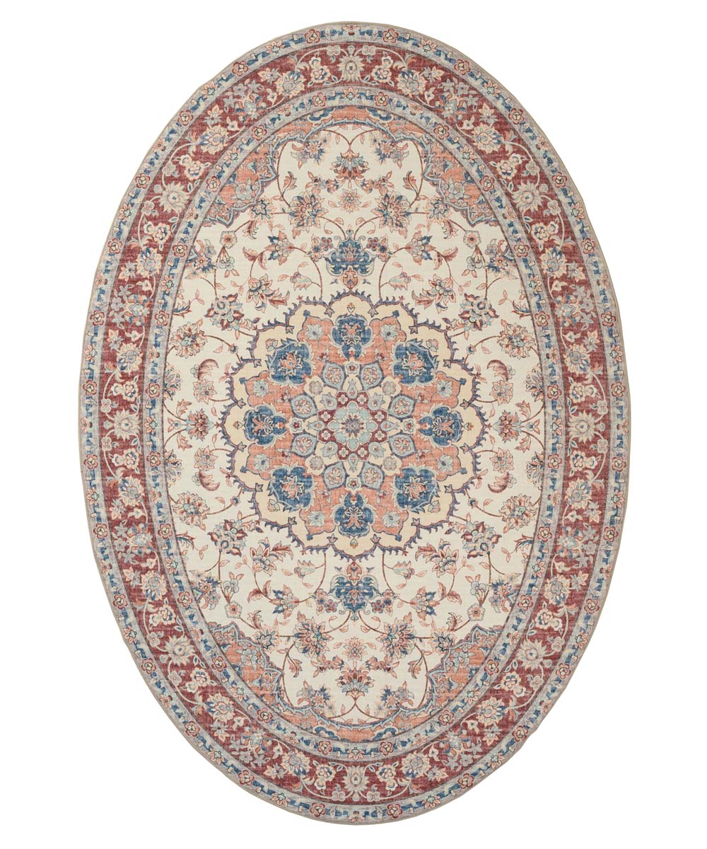 Tapis extérieur vintage ovale - Valenca Nova crème/rouge - overzicht Tapis extérieur vintage ovale - Valenca Nova crème/rouge - overzicht