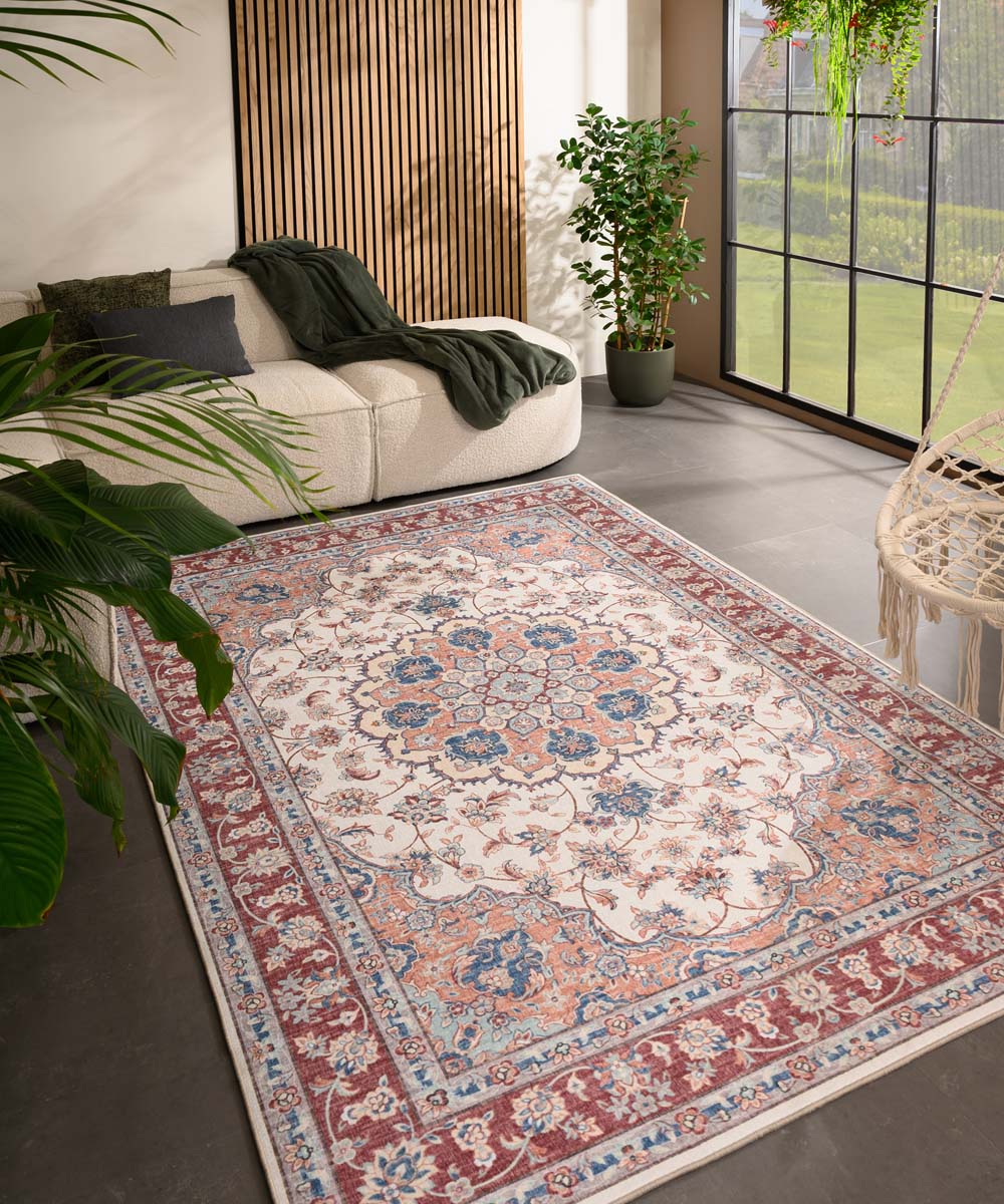 Tapis extérieur vintage - Valenca Nova crème/rouge - sfeer Tapis extérieur vintage - Valenca Nova crème/rouge - sfeer