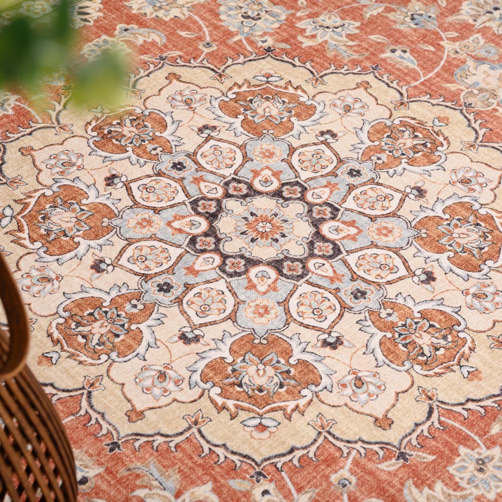 Tapis extérieur vintage carré - Valenca Nova terre cuite - close up Tapis extérieur vintage carré - Valenca Nova terre cuite - close up