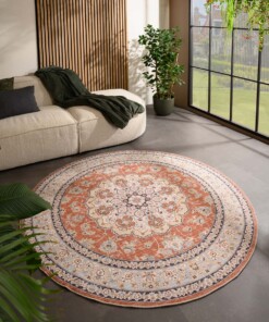 Tapis extérieur rond vintage - Valenca Nova terre cuite - sfeer