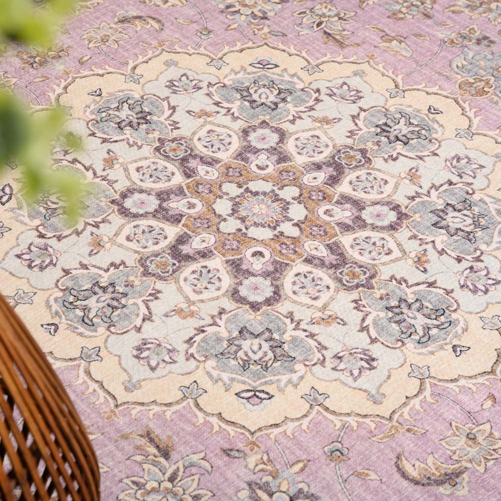 Tapis extérieur vintage - Valenca Nova violet/rose - close up Tapis extérieur vintage - Valenca Nova violet/rose - close up
